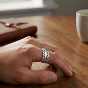 Handmade Men's Chala 925 Sterling Silver Ring - Adjustable Ring Size